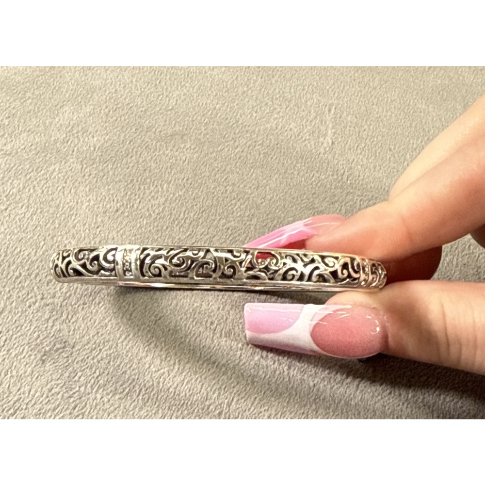 Brighton Silver Slim Bangle Hinged Bracelet Lot of 5 Rhinestones Benefits Chrty - Picture 7 of 16